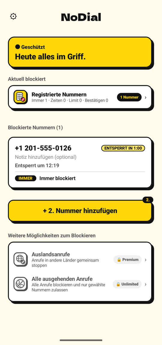 Das Deaktivieren der Blockierung plant eine Freigabe eine Stunde später
