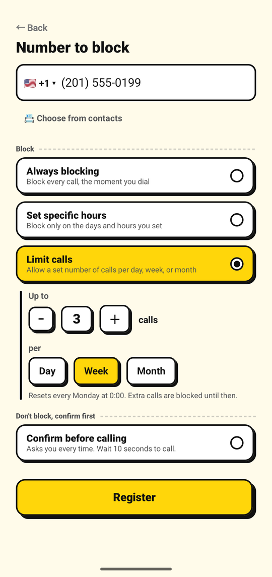 Setting a limit on the number of outgoing calls