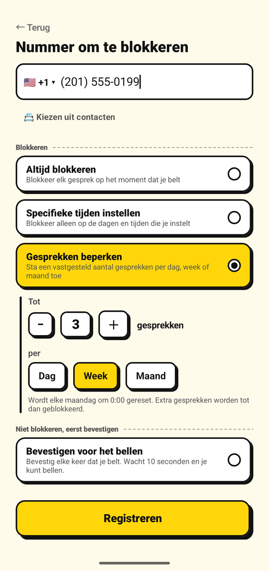 Een limiet instellen voor het aantal uitgaande oproepen